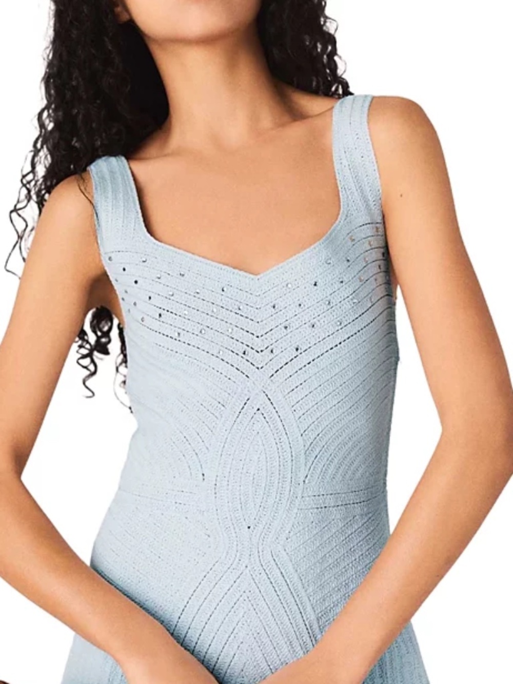 Russelyna Crochet Rhinestone Midi Dress - Picture 2 of 7